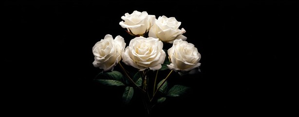 White roses on black