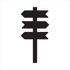 Silhouette directional sign post with three arrows vector illustration