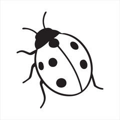 Silhouette ladybug cute insect black and white vector Illustrator