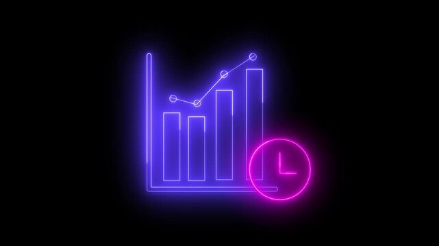 Neon light effect animation of a clock icon