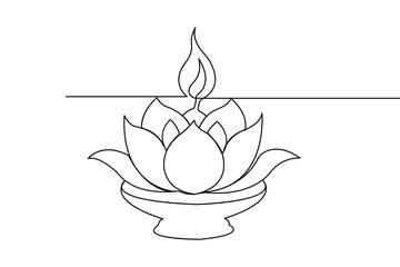 Minimal Diya flame icon representing hope peace and enlightenment vector