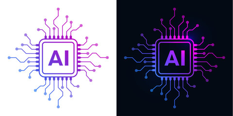 Artificial intelligence circuit line style. Machine learning design. Smart network digital technology. AI. Vector illustration.