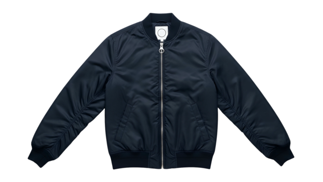 Dark navy blue casual outerwear piece displayed against a solid black background
