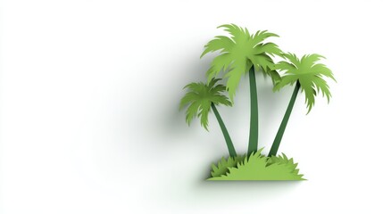 Paper cut tropical palm trees