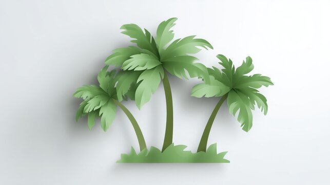 Minimalist paper palm trees with shadows