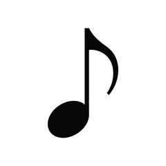 Black eighth note symbol on a white background