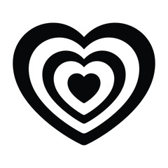 Concentric black hearts symbol