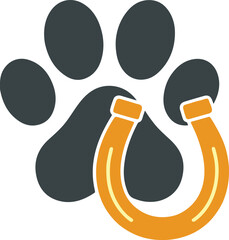 Hooves & Paws Animal Rescue Logo Vector Illustration, Pet Adoption and Animal Care Design Concept Featuring Dog and Horse Silhouette for Veterinary