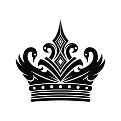 Elegant black and white crown emblem with ornate details