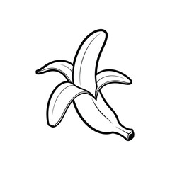 Simple outline drawing of a peeled banana