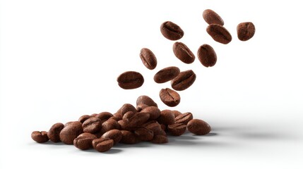 Obraz premium Coffee beans falling and piling up