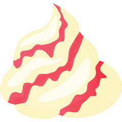 Creamy Swirl Dessert with Red Berry Sauce Swirls on Transparent Background Sweet Pastry Decoration Food Styling Isolated Object for Culinary Design