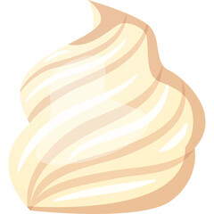 Creamy Swirl Whipped Cream With A Smooth Texture And Light Vanilla Color Isolated On A Transparent Background