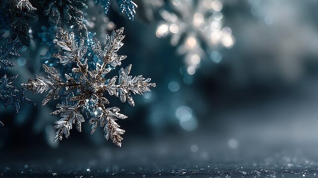 Soft blue background with gently falling winter snowflakes, elegant festive theme and top blank space for holiday cards, seasonal banners, marketing materials, or digital designs