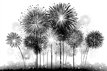 Abstract Black And White Fireworks Explosion