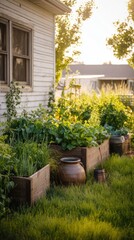 Raised beds in the farm, high beds for growing vegetables and greens, gardening and agriculture concepts, AI generated