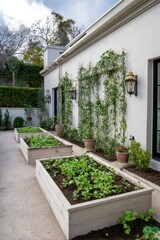 Raised beds in the farm, high beds for growing vegetables and greens, gardening and agriculture concepts, AI generated