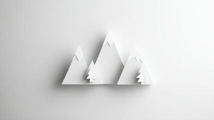White paper art winter mountain landscape