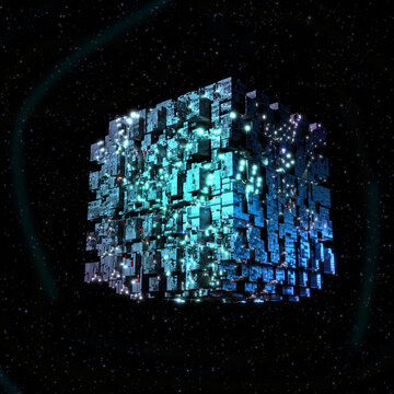 Un cube robotique qui se d&eacute;sagr&egrave;ge.