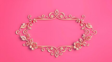 Elegant Floral 3D Frame with Golden Leaves and Pink Flowers &ndash; Decorative Border Design for Invitations, Greeting Cards, and Posters -5