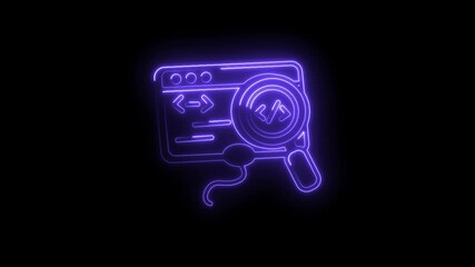 Neon coding search ui interface developer programming app development with black background