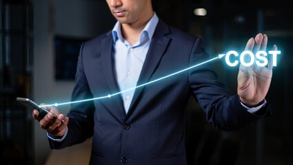 Hand of businessman drawing graphs Supply Chain Management coordinates all activities from sourcing raw materials to delivering finished products, optimizing flow, reducing costs, improving efficiency