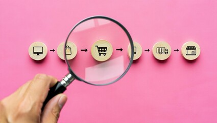 Hand of businessman drawing graphs Supply Chain Management coordinates all activities from sourcing raw materials to delivering finished products, optimizing flow, reducing costs, improving efficiency