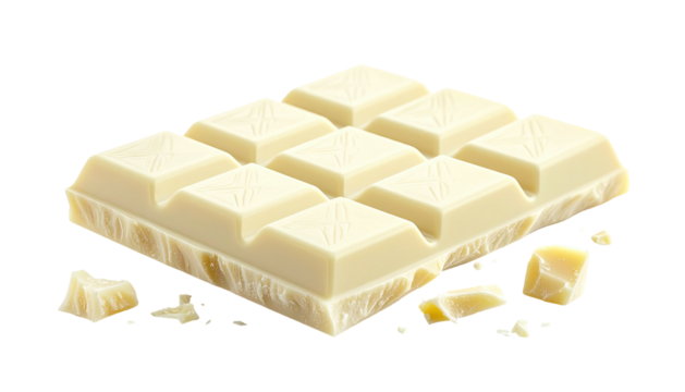 Creamy block of white chocolate with geometric patterns