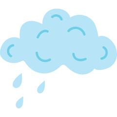 Light Blue Cloud with Falling Rain Drops Against a Transparent Background Gentle Weather Illustration