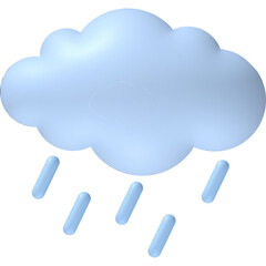Light Blue Cloud Dropping Rain Drops Isolated On White Background Weather Icon Represents Precipitation