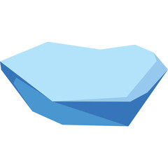 Light Blue Geometric Iceberg Floating In Water With Clear Transparent Background And Subtle Shadows Underneath Isolated Object