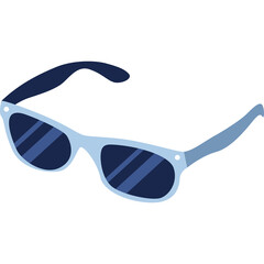 Light Blue Framed Sunglasses With Dark Lenses And Transparent Background Ready For Summer Style