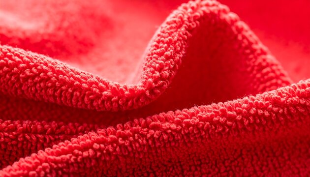 Close-up of a soft, textured red textile with folds and a gentle curve
