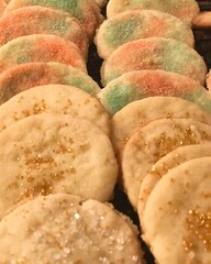 Sugar Cookies with Gold Sugar and Red and Green Sugar