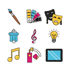 Creative artistic and cultural icons set for design and inspiration