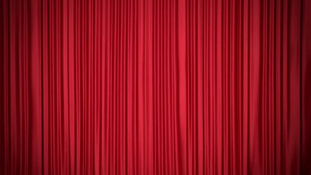 Red Curtain Loop Animation Background ribbon streamer riband. Theater red canvas