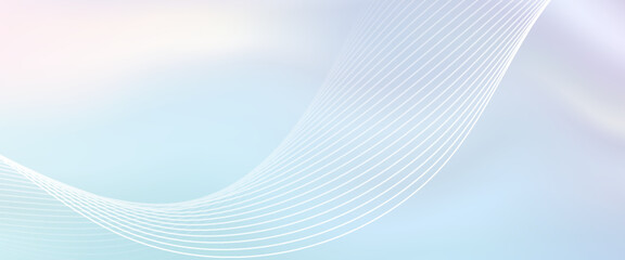 Soft pastel abstract background with smooth white curved wave lines on a light blue and lavender gradient. Perfect for modern, elegant.vector eps10