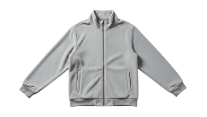 Casual athletic outerwear piece displayed flat against a dark background