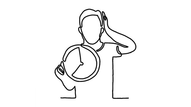 Continue line animation man shock about deadline being late