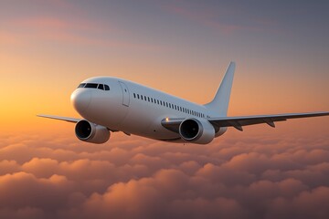 airplane at sunset, travel by airplane 