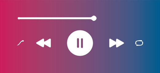 Sleek Media Player Interface with Pause and Seek Controls on Gradient Background