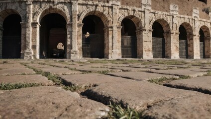 Naklejka premium Ancient stone arches and paved ground