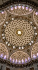 Obraz premium Majestic Domed Ceiling of a Grand Mosque Interior Architecture.