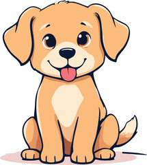 Obraz premium Cute cartoon puppy sitting with tongue out in playful vector style for pet themes, children’s content, and animal illustrations