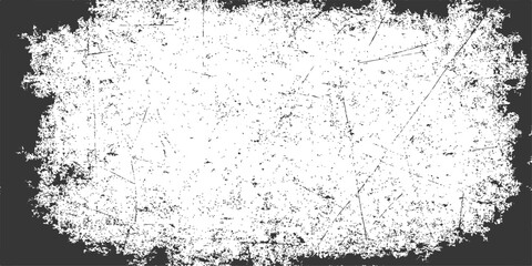 Grungy black and white texture forms a dirty vintage wall frame border design with rough concrete and paint surface