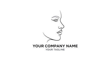 Minimalist one line art logo of a womans face profile.