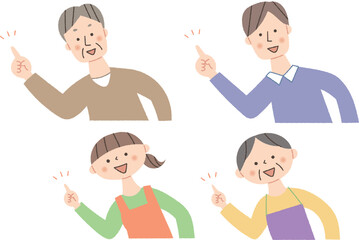 ポイントを説明する人物のセット