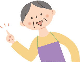 ポイントを説明するシニア女性