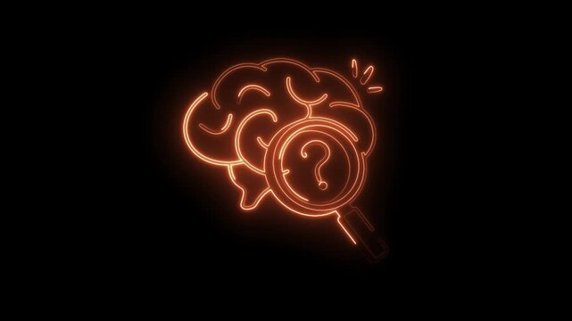 Human brain with glowing neon light question mark searching for answers concept - Powered by Adobe
