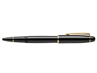 Elegant black and gold luxury pen for business and writing on a transparent background